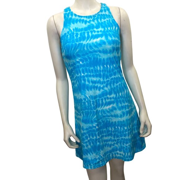 Lands End Womens Blue‎ Tie-Dye Racerback Swim Dress With Built-In Bra Size 8 - Picture 1 of 6